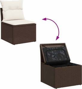 vidaXL 4-cz sofa ogrodowa z poduszkami, brązowy rattan PE i akacja 5