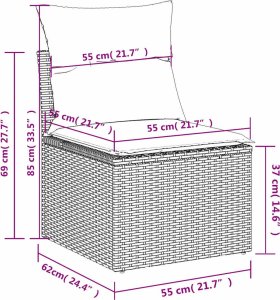 vidaXL 4-cz. sofa ogrodowa z poduszkami, beżowy, rattan PE i akacja 7