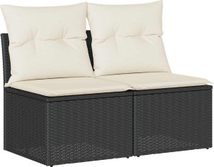 vidaXL 4-cz. sofa ogrodowa z poduszkami, czarny rattan PE i akacja 2