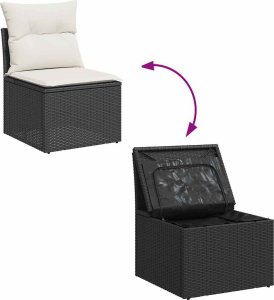 vidaXL 4-cz. sofa ogrodowa z poduszkami, czarny rattan PE i akacja 5