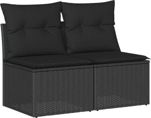 vidaXL 4-cz. sofa ogrodowa z poduszkami, czarny rattan PE i akacja 2