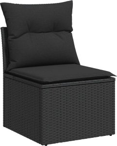 vidaXL 4-cz. sofa ogrodowa z poduszkami, czarny rattan PE i akacja 4