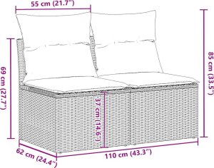 vidaXL 4-cz. sofa ogrodowa z poduszkami, czarny rattan PE i akacja 7