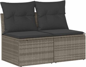 vidaXL 4-cz sofa ogrodowa z poduszkami, jasnoszary, rattan PE i akacja 2
