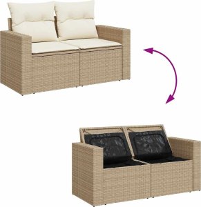vidaXL 5-cz. zestaw mebli z poduszkami, beżowy, rattan PE i akacja 12