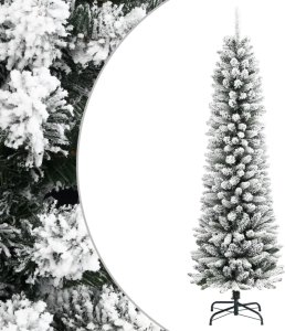 vidaXL Sztuczna, smukła choinka pokryta śniegiem, 210 cm, PVC i PE 1