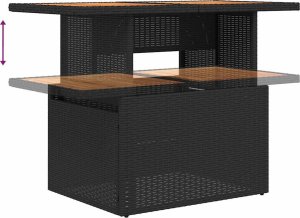 vidaXL 10-cz. zestaw mebli z poduszkami, czarny, polirattan i akacja 10