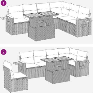 vidaXL 6-cz. zestaw mebli z poduszkami, beżowy, polirattan i akacja 7