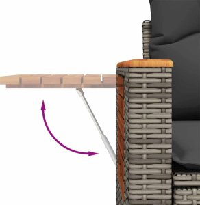 vidaXL 4-cz. sofa ogrodowa z poduszkami, szary, rattan PE i akacja 12