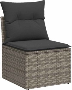 vidaXL 4-cz. sofa ogrodowa z poduszkami, szary, rattan PE i akacja 3