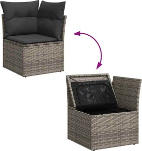 vidaXL 4-cz. sofa ogrodowa z poduszkami, szary, rattan PE i akacja 8
