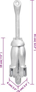 vidaXL Składana kotwica, srebrna, 1,5 kg, żeliwo ciągliwe 7