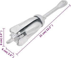 vidaXL Składana kotwica, srebrna, 1,5 kg, żeliwo ciągliwe 8