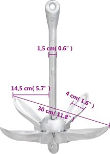 vidaXL Składana kotwica, srebrna, 1,5 kg, żeliwo ciągliwe 9