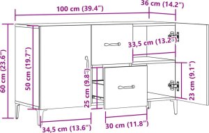 vidaXL Komoda, stare drewno, 100x36x60 cm 11