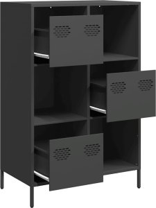 vidaXL Szafka, czarna, 68x39x103,5 cm, stal 4