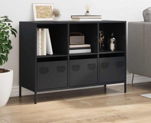 vidaXL Szafka, czarna, 101,5x39x73,5 cm, stal walcowana na zimno 3