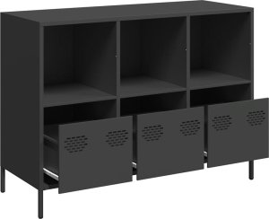 vidaXL Szafka, czarna, 101,5x39x73,5 cm, stal walcowana na zimno 4