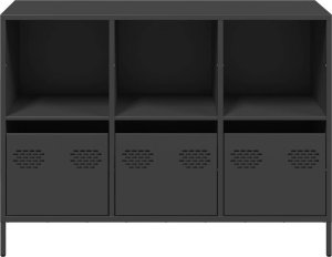 vidaXL Szafka, czarna, 101,5x39x73,5 cm, stal walcowana na zimno 5