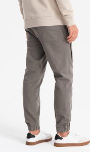 Ombre Męskie spodnie dzianinowe joggery z ozdobną plisą  grafitowe V4 OM-PAJO-0202 S 6