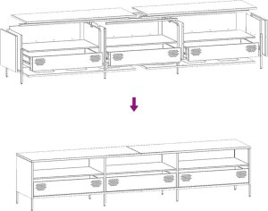 vidaXL Szafka RTV, czarna, 202x39x43,5 cm, stal walcowana na zimno 11