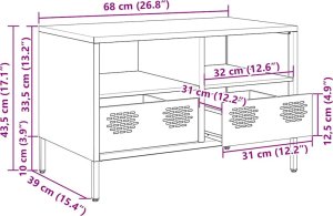 vidaXL Szafka RTV, różowa, 68x39x43,5 cm, stal walcowana na zimno 12