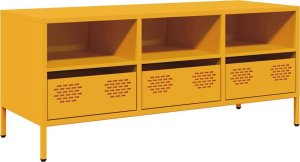 vidaXL Szafka RTV, żółta, 101,5x39x43,5 cm, stal walcowana na zimno 2