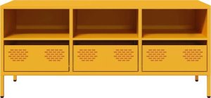 vidaXL Szafka RTV, żółta, 101,5x39x43,5 cm, stal walcowana na zimno 4