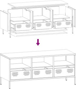 vidaXL Szafka RTV, żółta, 101,5x39x43,5 cm, stal walcowana na zimno 10