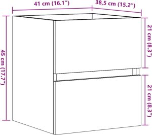 vidaXL Szafka pod umywalkę, szarość betonu, 41x38,5x45 cm 11