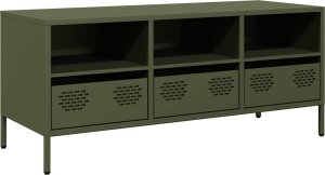 vidaXL Szafka RTV, oliwkowa, 101,5x39x43,5 cm, stal walcowana na zimno 2
