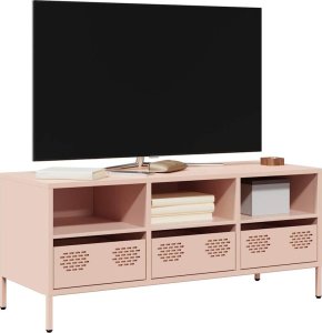 vidaXL Szafka RTV, różowa, 101,5x39x43,5 cm, stal walcowana na zimno 1