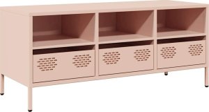 vidaXL Szafka RTV, różowa, 101,5x39x43,5 cm, stal walcowana na zimno 2