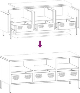 vidaXL Szafka RTV, różowa, 101,5x39x43,5 cm, stal walcowana na zimno 10