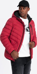 Kurtka męska Ombre Pikowana sportowa kurtka męska z kontrastowym zamkiem  czerwona V8 OM-JALP-0179 S 3
