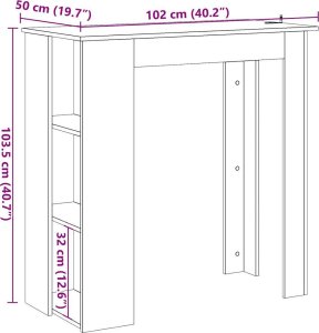 vidaXL Stolik barowy z półkami, dąb artisan, 102x50x103,5 cm 9