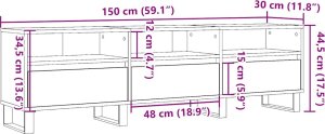 vidaXL Szafka pod TV, stare drewno, 150x30x44,5 cm 10