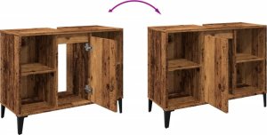 vidaXL Szafka pod umywalkę, stare drewno, 80x33x60 cm 8