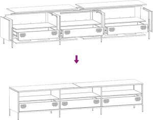 vidaXL Szafka RTV, biała, 202x39x43,5 cm, stal walcowana na zimno 11