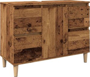 vidaXL Szafka pod umywalkę, stare drewno, 80x33x60 cm 2