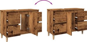vidaXL Szafka pod umywalkę, stare drewno, 80x33x60 cm 8