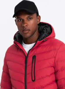 Kurtka męska Ombre Pikowana sportowa kurtka męska z kontrastowym zamkiem  czerwona V8 OM-JALP-0179 M 2