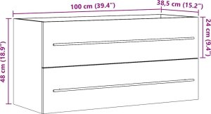 vidaXL Szafka pod umywalkę, dąb sonoma, 100x38,5x48 cm, płyta wiórowa 11