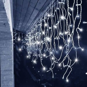 Springos Kurtyna świetlna 300 led girlanda, lampki wewnętrzno-zewnętrzne sople biały zimny + flash UNIWERSALNY 12