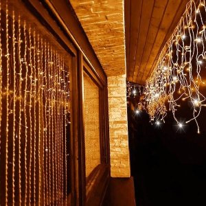 Springos Kurtyna świetlna 300 led girlanda, lampki wewnętrzno-zewnętrzne sople biały ciepły + flash UNIWERSALNY 15
