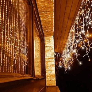 Springos Kurtyna świetlna 300 led girlanda, lampki wewnętrzno-zewnętrzne sople biały ciepły + flash UNIWERSALNY 17