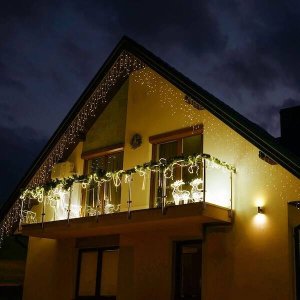 Springos Kurtyna świetlna 300 led girlanda, lampki wewnętrzno-zewnętrzne sople biały ciepły + flash UNIWERSALNY 21