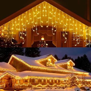 Springos Kurtyna świetlna 500 led girlanda, lampki wewnętrzno-zewnętrzne sople biały ciepły + flash UNIWERSALNY 21