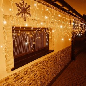 Springos Kurtyna świetlna 500 led girlanda, lampki wewnętrzno-zewnętrzne sople biały ciepły + flash UNIWERSALNY 25