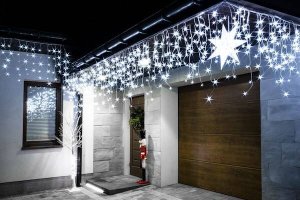 Springos Kurtyna świetlna 500 led girlanda, lampki wewnętrzno-zewnętrzne sople biały zimny + flash UNIWERSALNY 18